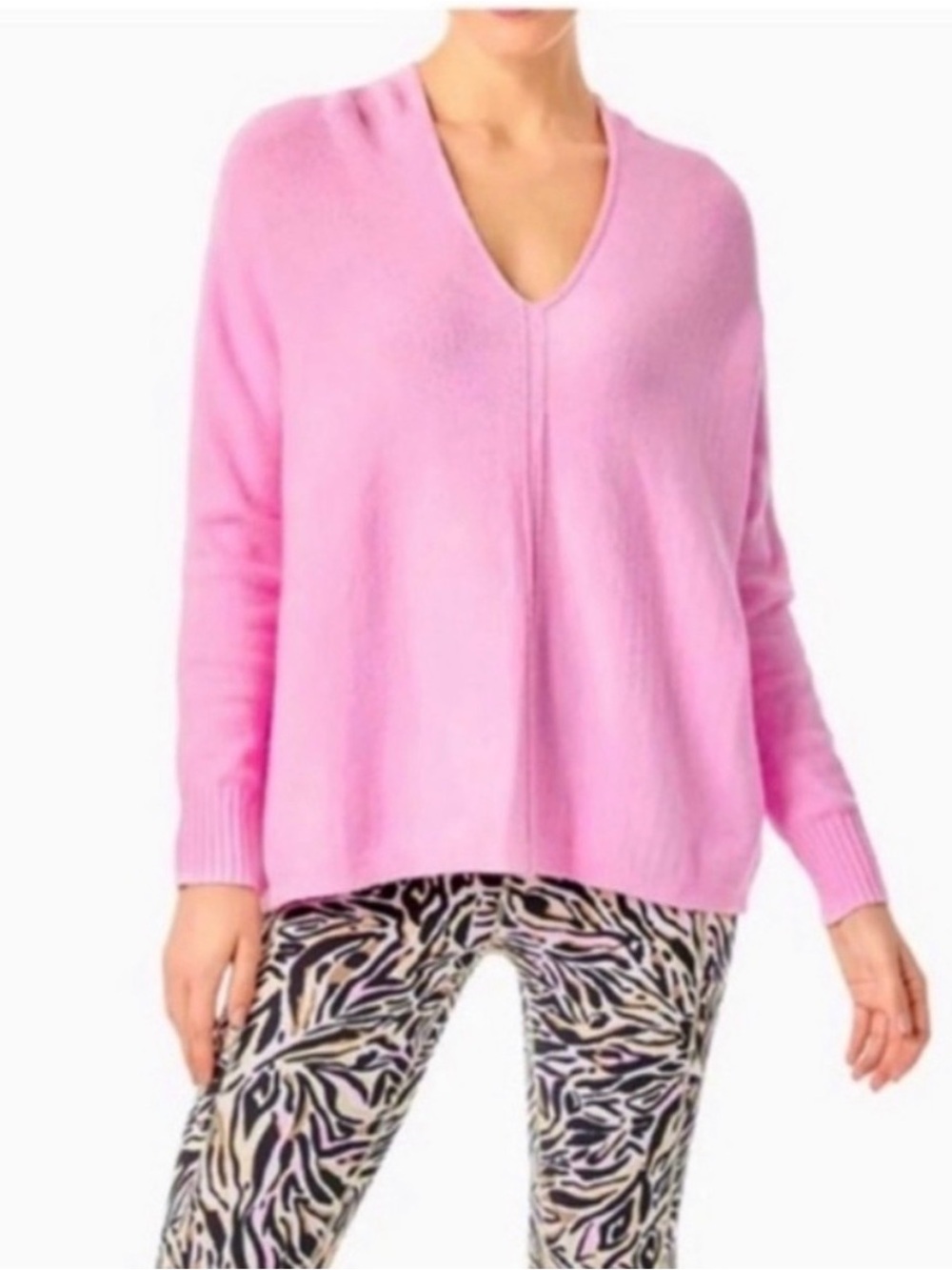 Lilly Pulitzer Sevie Pink Vneck Dolman Sleeve Sweater